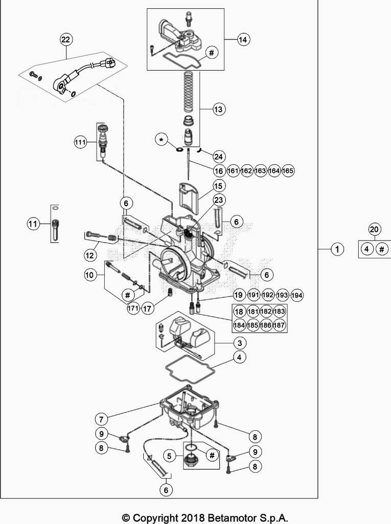 CARBURATEUR POUR BETA 200 RR STANDARD 2021