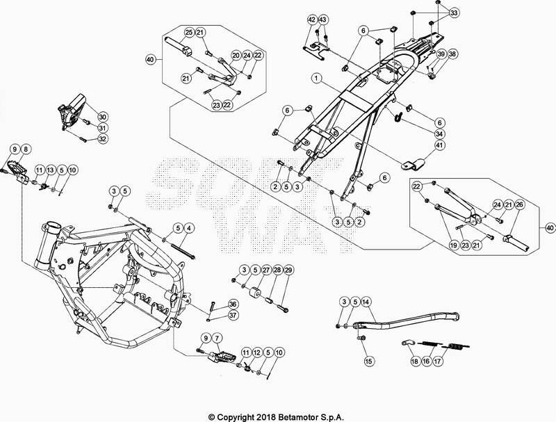 BOUCLE ARRIERE POUR BETA 50 SUPERMOTARD SPORT BLANC 2020