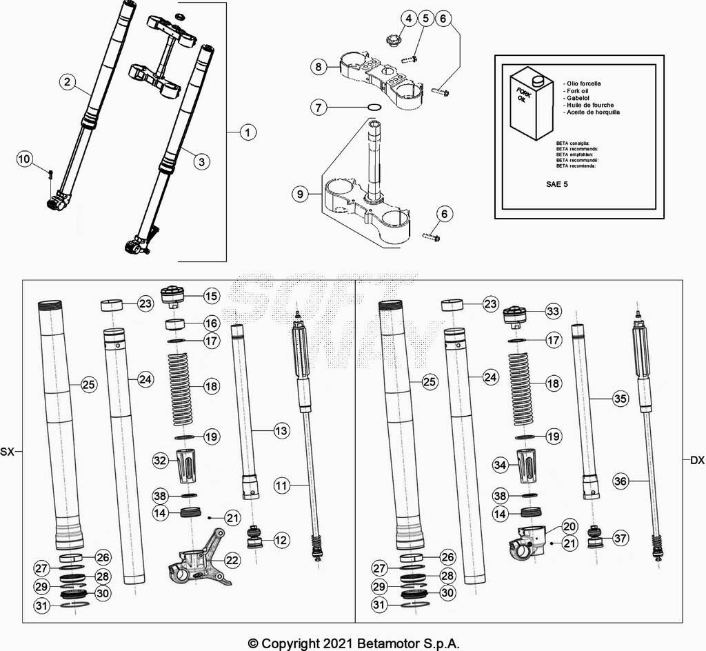 FOURCHE POUR BETA 200 RR STANDARD 2022