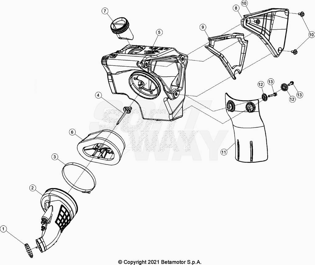 BOITE A AIR POUR ENDURO RED RR 50 2T 2023