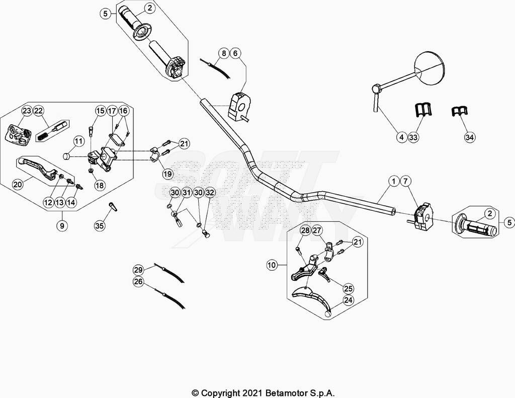 COMMANDES GUIDON POUR MOTARD WHITE RR 50 2T TRACK 2023