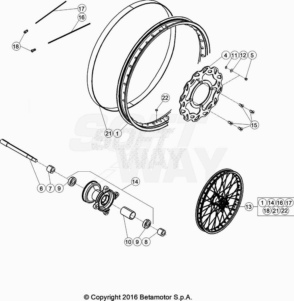 ROUE AVANT POUR ENDURO RED RR 50 2T SPORT 2023